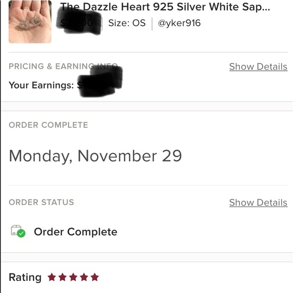 The Dazzle Heart 925 Silver White Sapphire earrings - Picture 4 of 13